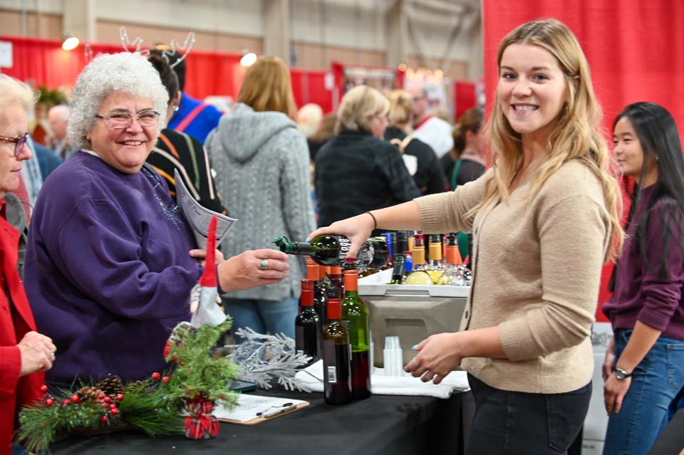 Ladies wine tasting at Christmas and gift show