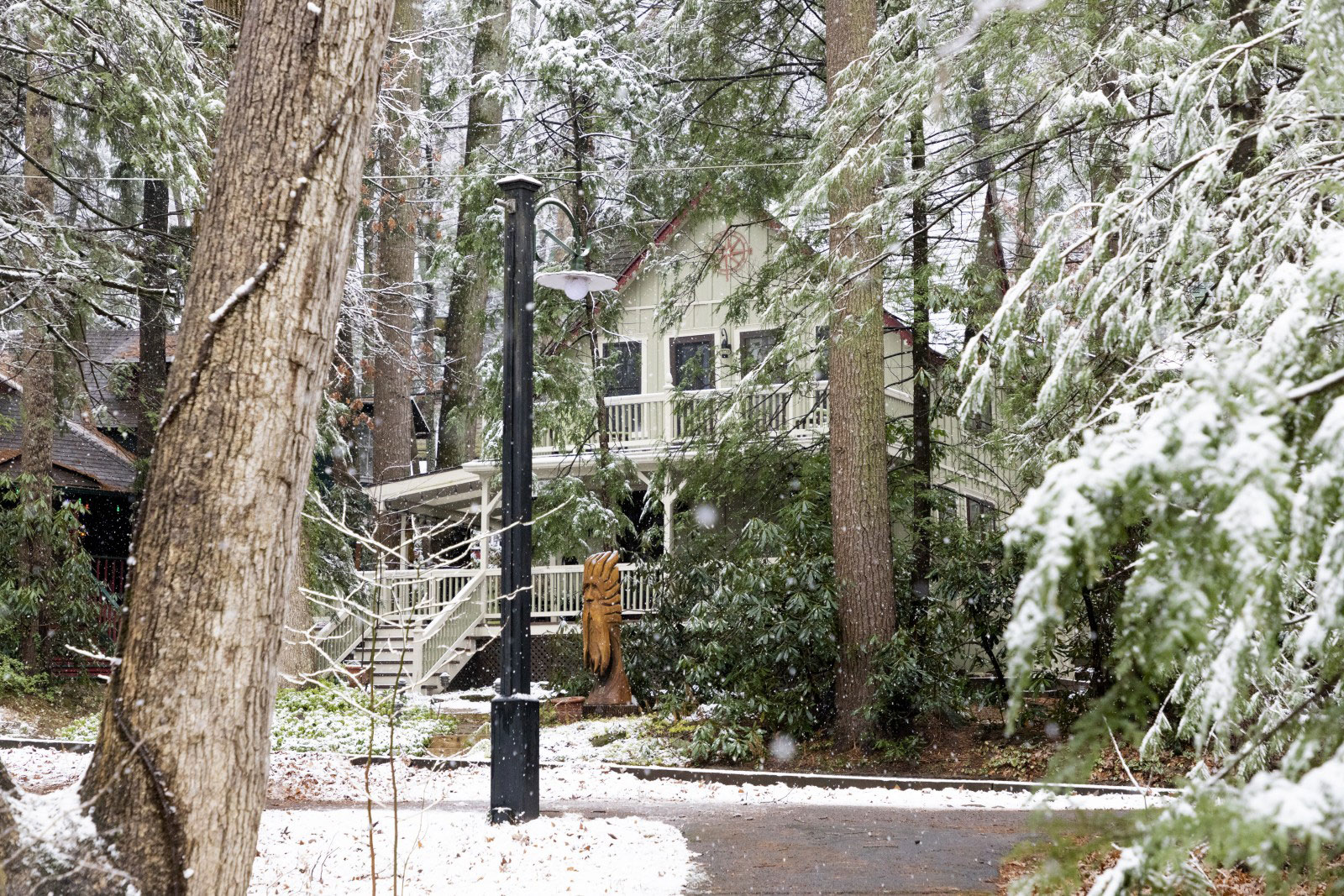 Mt gretna houses and streets covered with snow