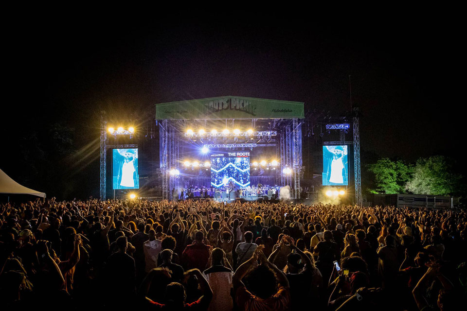 stage light up with huge crowd at The Roots Picnic Music Festival