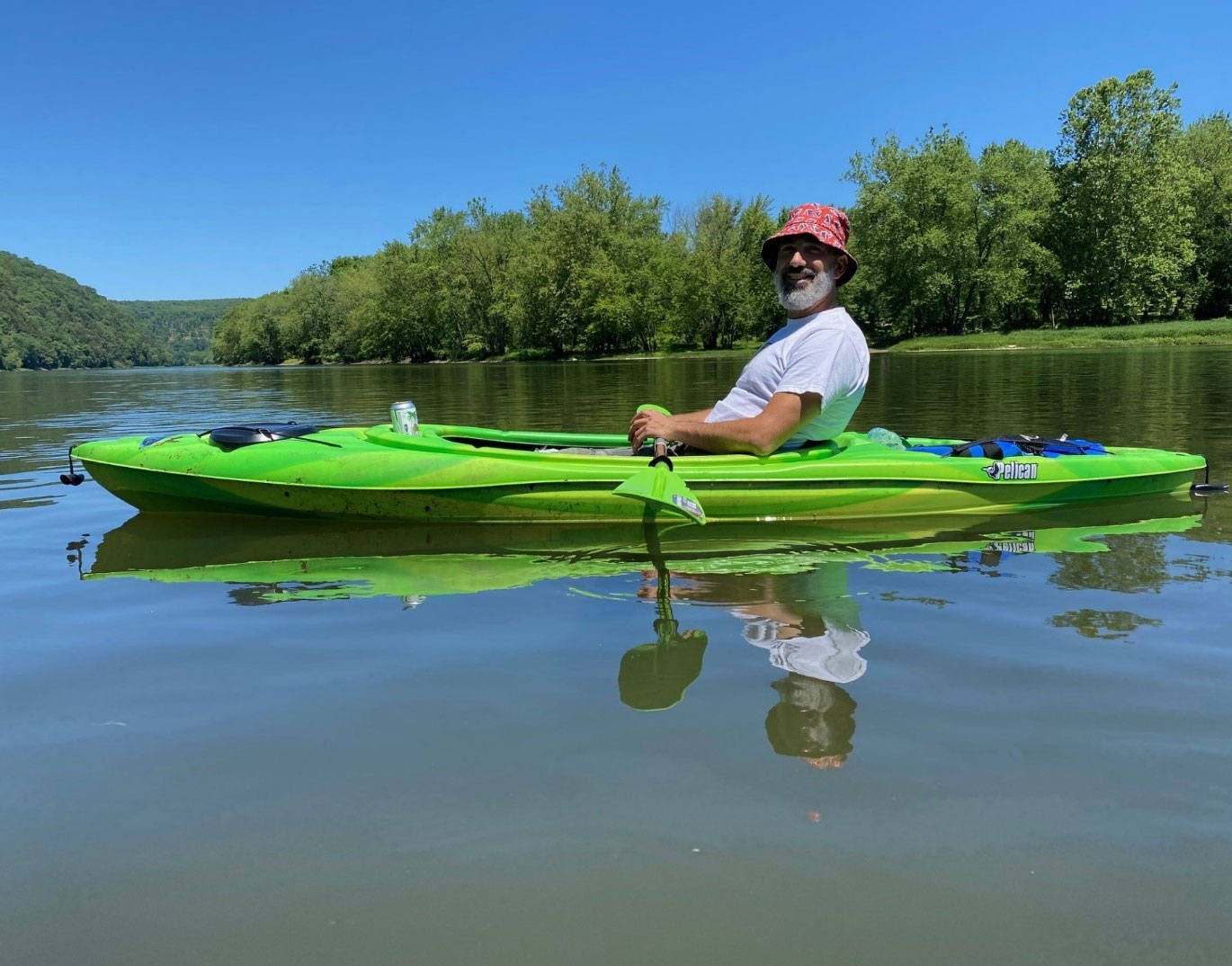 a person sitting in kayaking on Clarion River